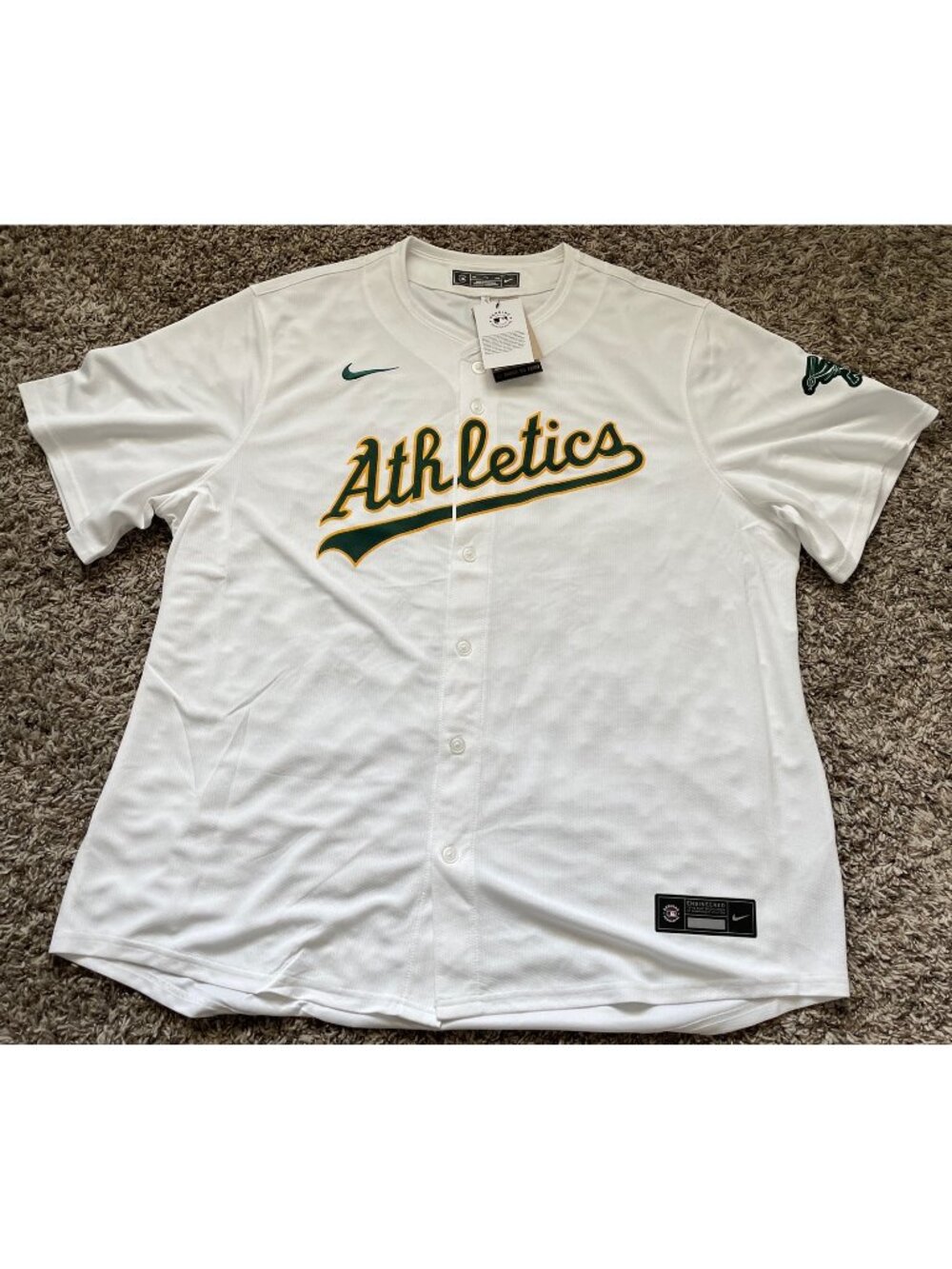 NWT Nike MLB Oakland Athletics A’s Button Front Jersey White Blank 2XL